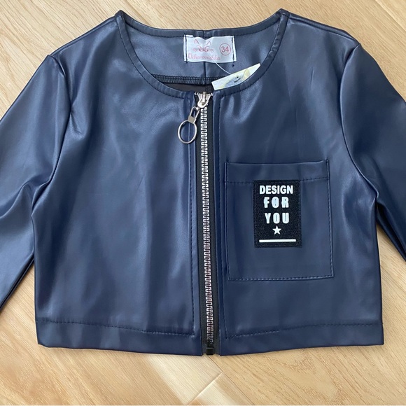 NWT GIRLS FAUX LEATHER SET/ SHORTS & JACKET - Picture 2 of 9